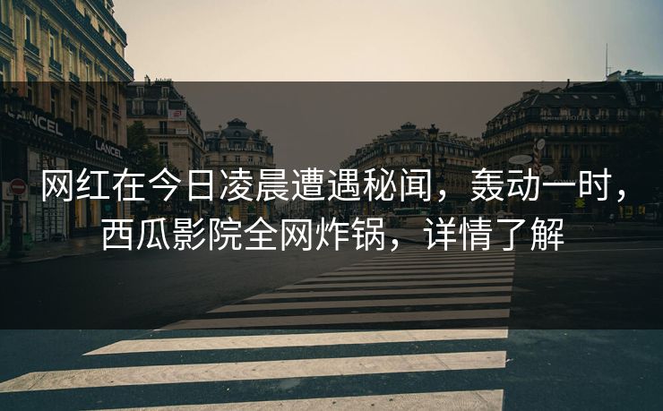 网红在今日凌晨遭遇秘闻，轰动一时，西瓜影院全网炸锅，详情了解