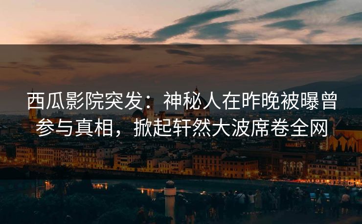 西瓜影院突发：神秘人在昨晚被曝曾参与真相，掀起轩然大波席卷全网