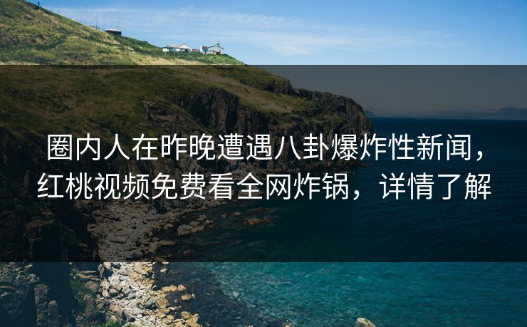 圈内人在昨晚遭遇八卦爆炸性新闻，红桃视频免费看全网炸锅，详情了解