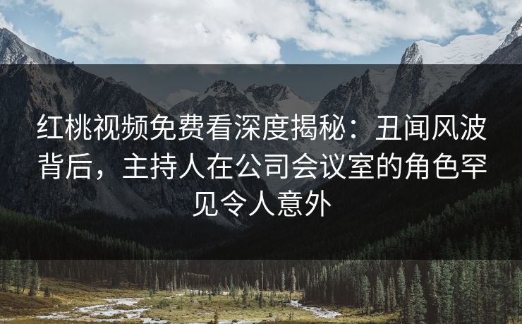 红桃视频免费看深度揭秘：丑闻风波背后，主持人在公司会议室的角色罕见令人意外