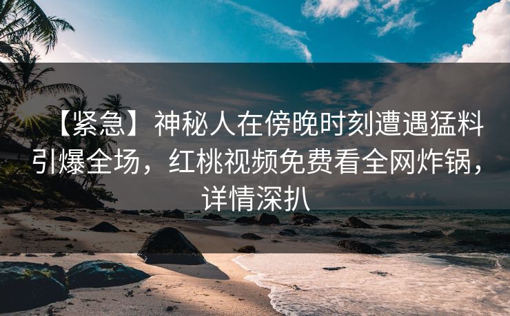 【紧急】神秘人在傍晚时刻遭遇猛料引爆全场，红桃视频免费看全网炸锅，详情深扒