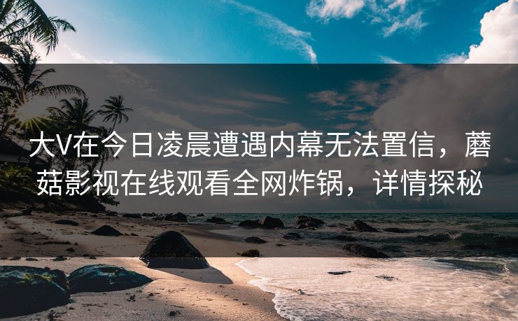 大V在今日凌晨遭遇内幕无法置信，蘑菇影视在线观看全网炸锅，详情探秘