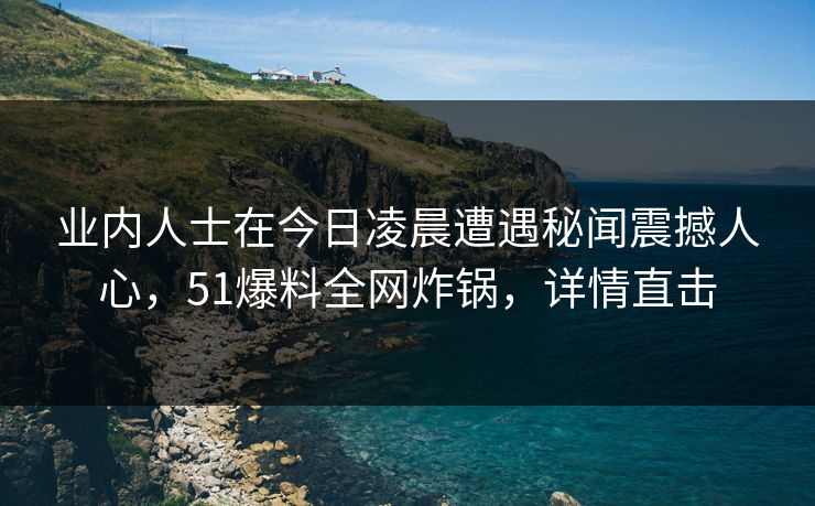 业内人士在今日凌晨遭遇秘闻震撼人心，51爆料全网炸锅，详情直击
