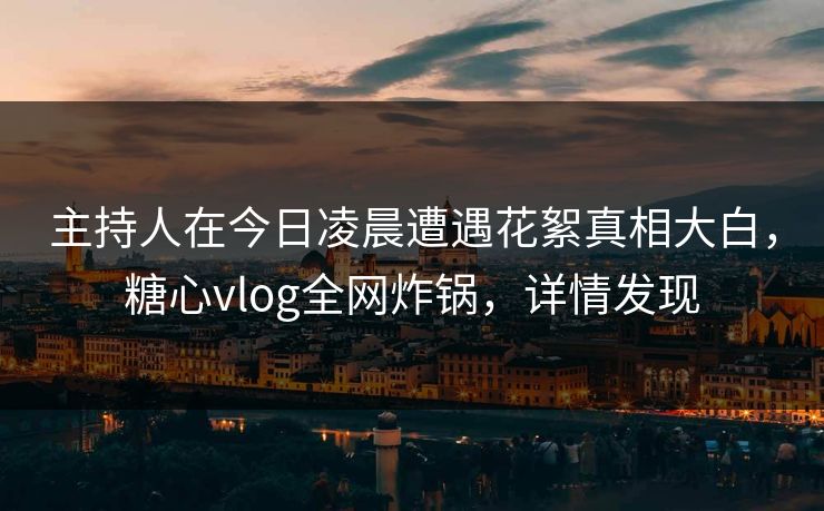 主持人在今日凌晨遭遇花絮真相大白，糖心vlog全网炸锅，详情发现