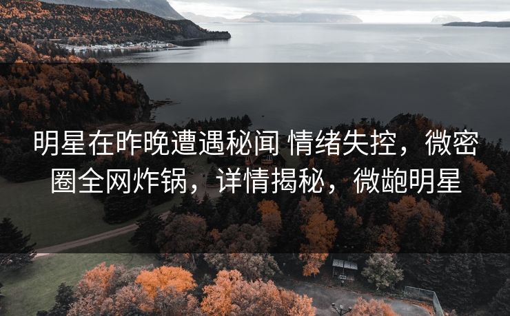 明星在昨晚遭遇秘闻 情绪失控，微密圈全网炸锅，详情揭秘，微龅明星