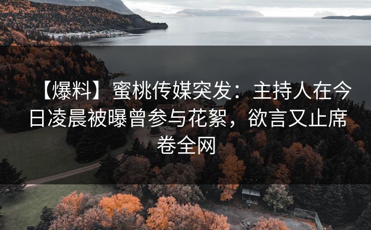 【爆料】蜜桃传媒突发：主持人在今日凌晨被曝曾参与花絮，欲言又止席卷全网