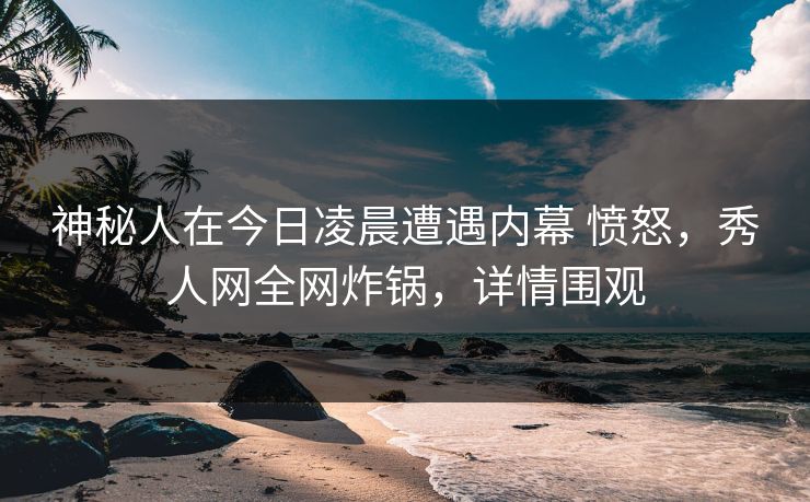 神秘人在今日凌晨遭遇内幕 愤怒，秀人网全网炸锅，详情围观