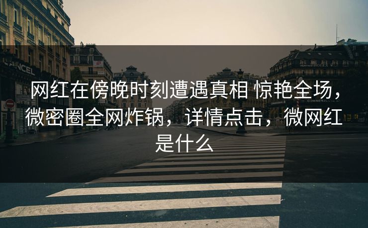 网红在傍晚时刻遭遇真相 惊艳全场，微密圈全网炸锅，详情点击，微网红是什么