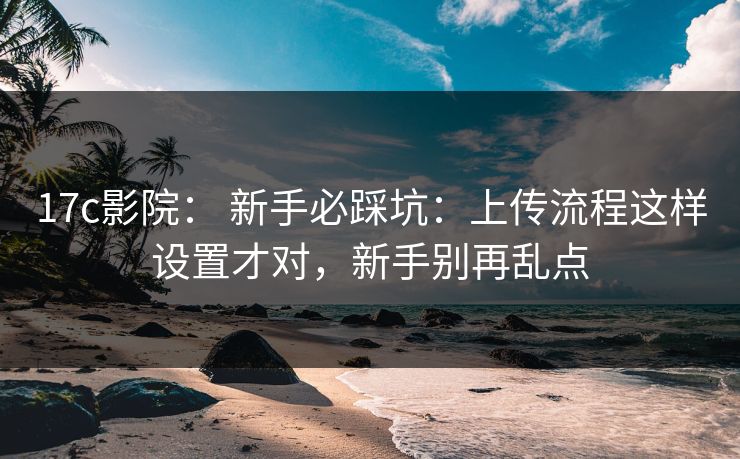 17c影院： 新手必踩坑：上传流程这样设置才对，新手别再乱点